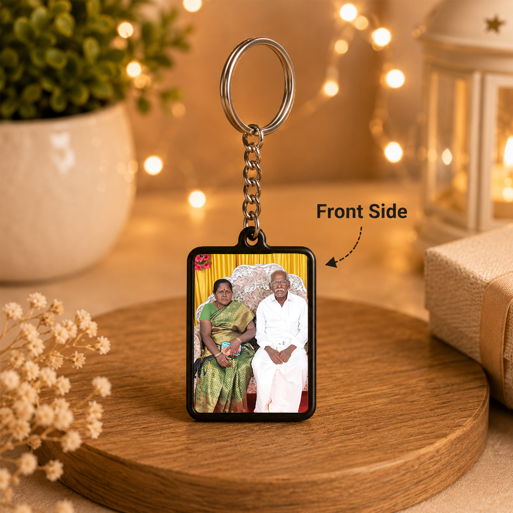 Balck Plastic Keychain Front