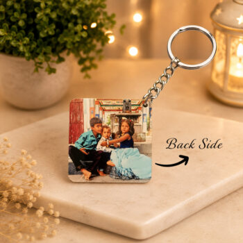 Wooden Double Side Photo Keychain