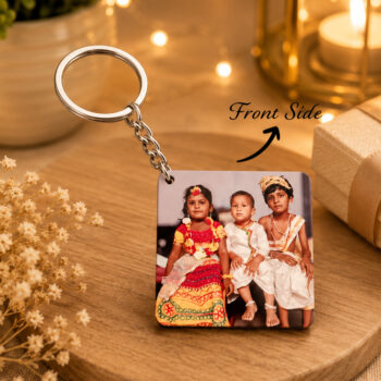 Wooden Double Side Photo Keychain